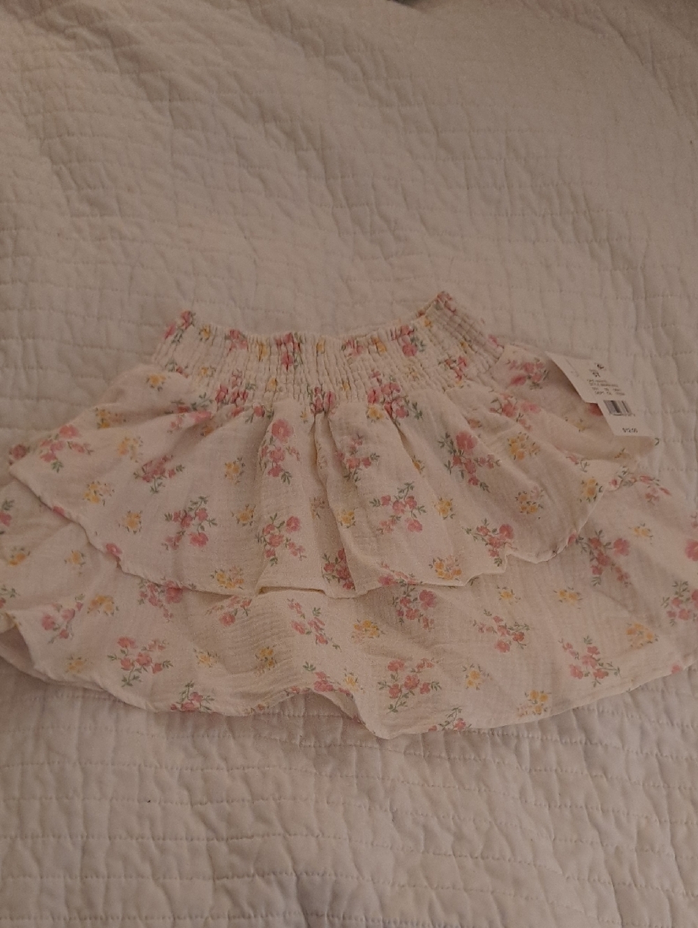 Floral Tiered Ruffle Skirt - Pink & Yellow